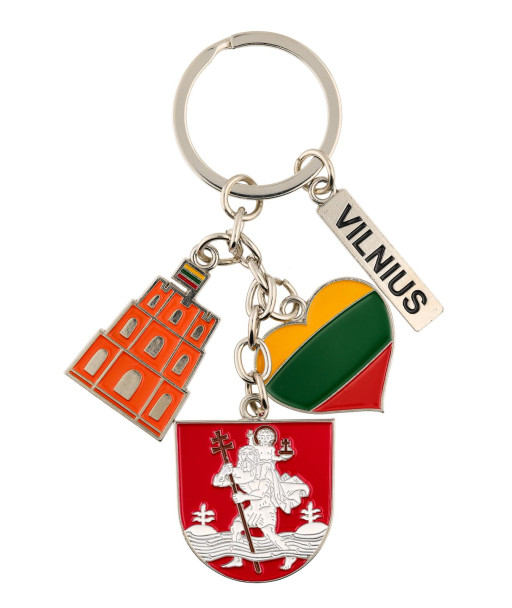 Trijų dalių raktų pakabukas su Vilniaus simboliais